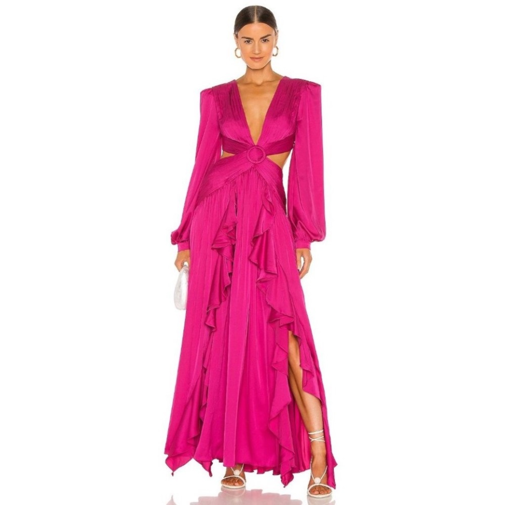 PatBo Plunge Cutout Gown Hot Pink